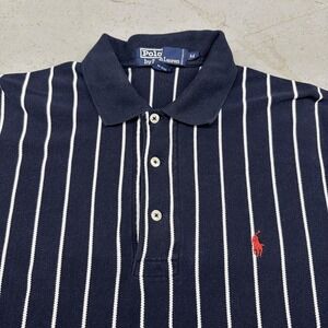 Polo Ralph Lauren Polo Shirt Mens Medium Blue Striped Classic Fit Pony Logo